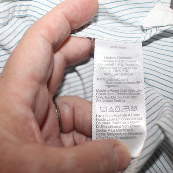 Madewell Flap-Pocket Crop Button-Up Shirt in Poplin Pin Striped Size S - Picture 11 of 11